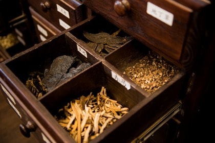 drawers with herbal medicine