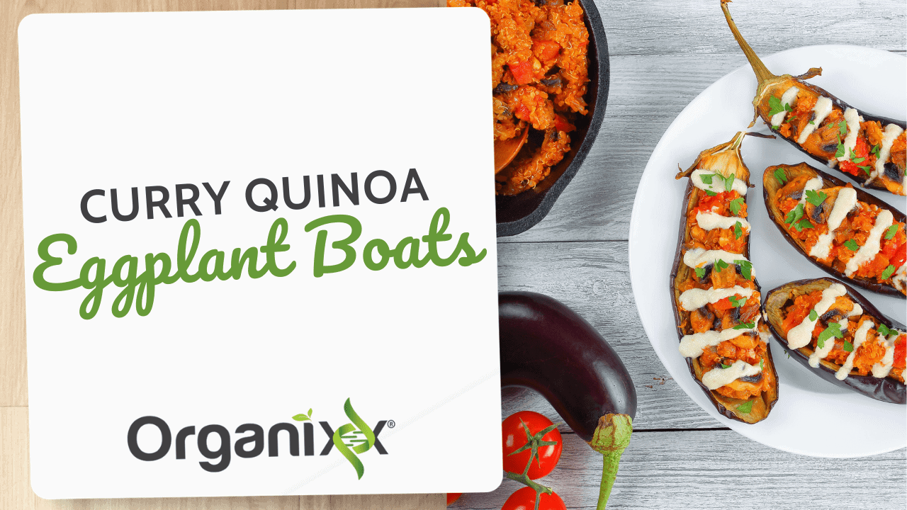 Curry Quinoa Eggplant Boats