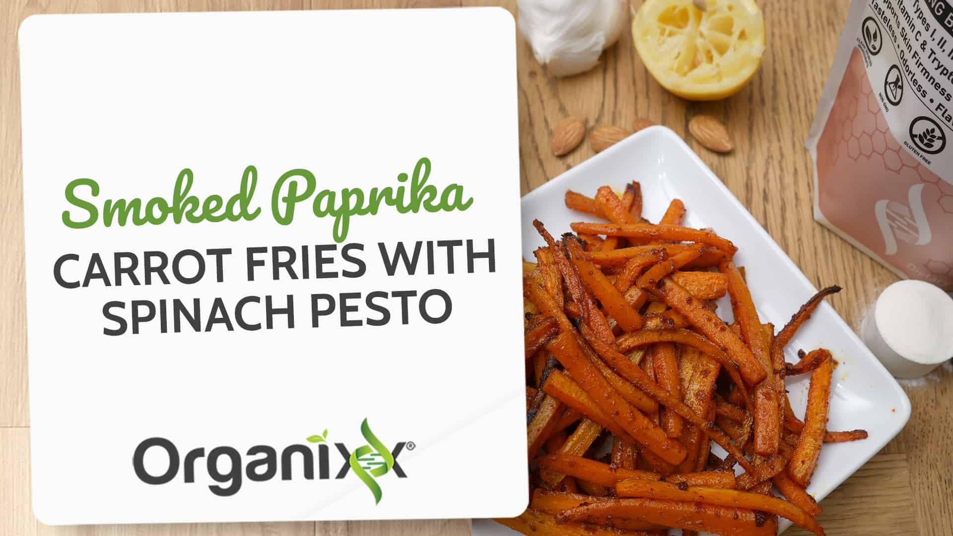 Smoked Paprika Carrot Fries with Spinach Pesto
