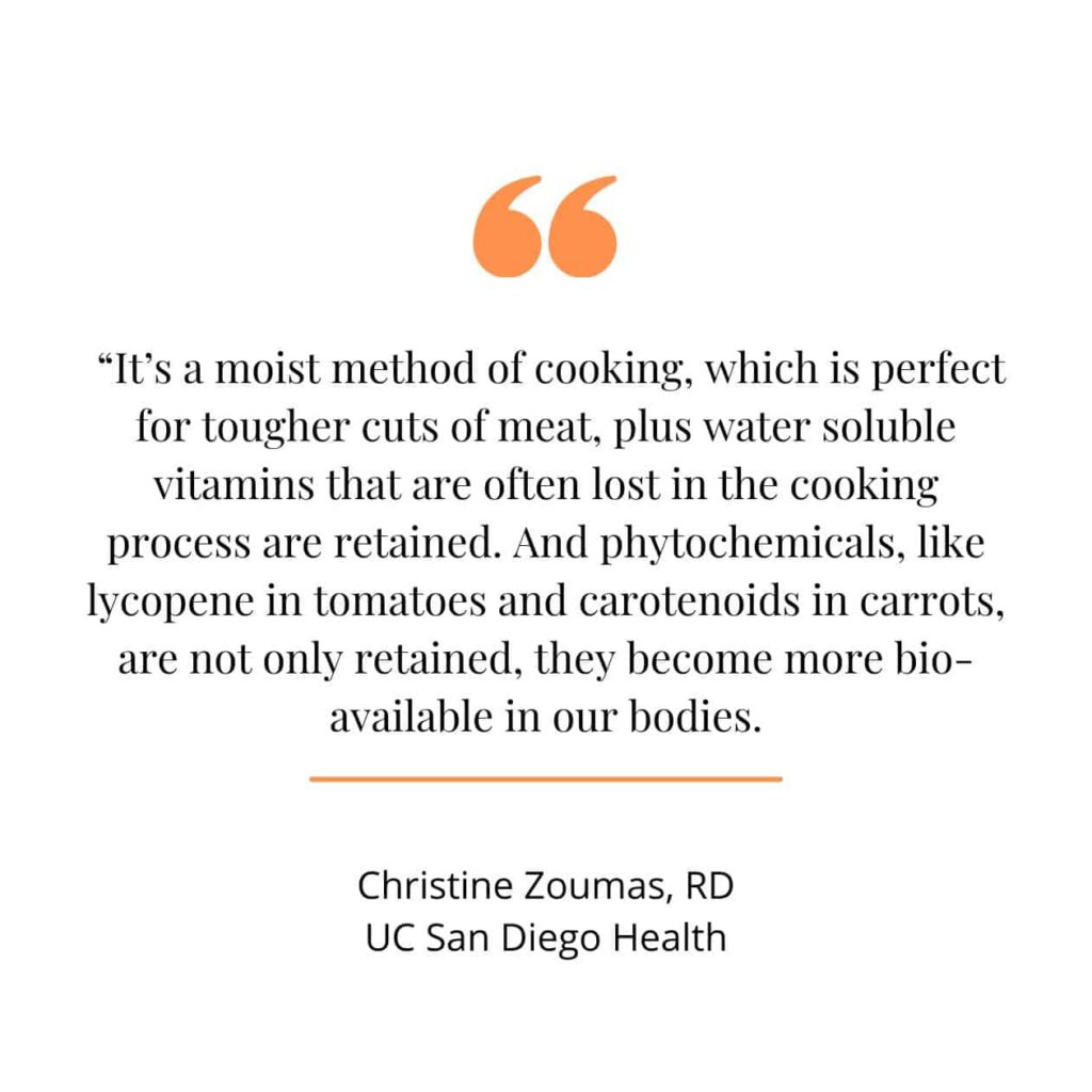 Bone broth and stock quote from a senior dietician at USC San Diego Health.