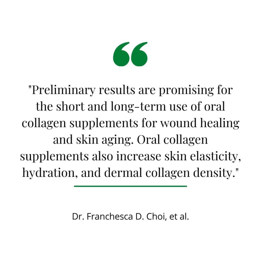 Building collagen through supplementation, a quote from a study.