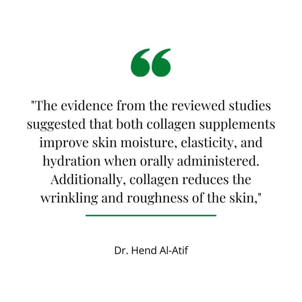 Collagen benefits on body and skin, a quote from a study.