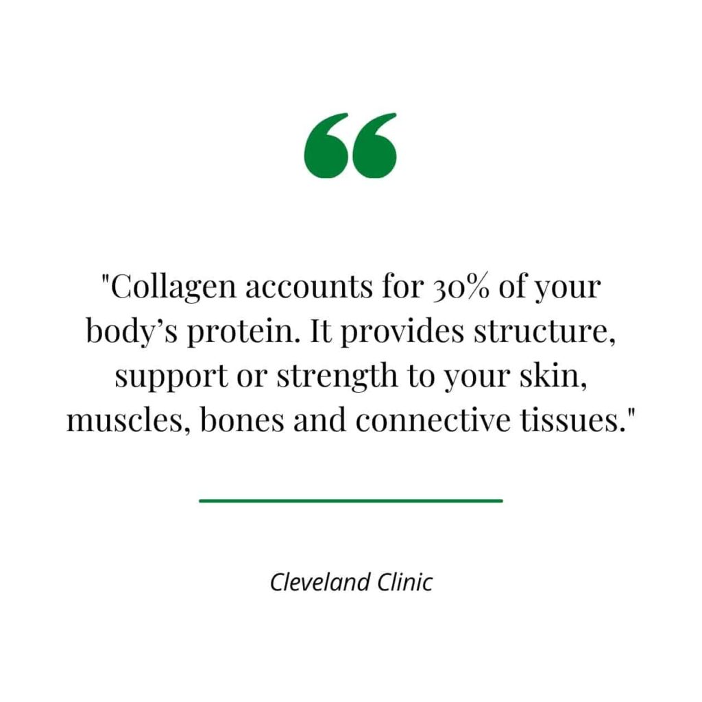 A quote from Cleveland Clinic defining collagen .
