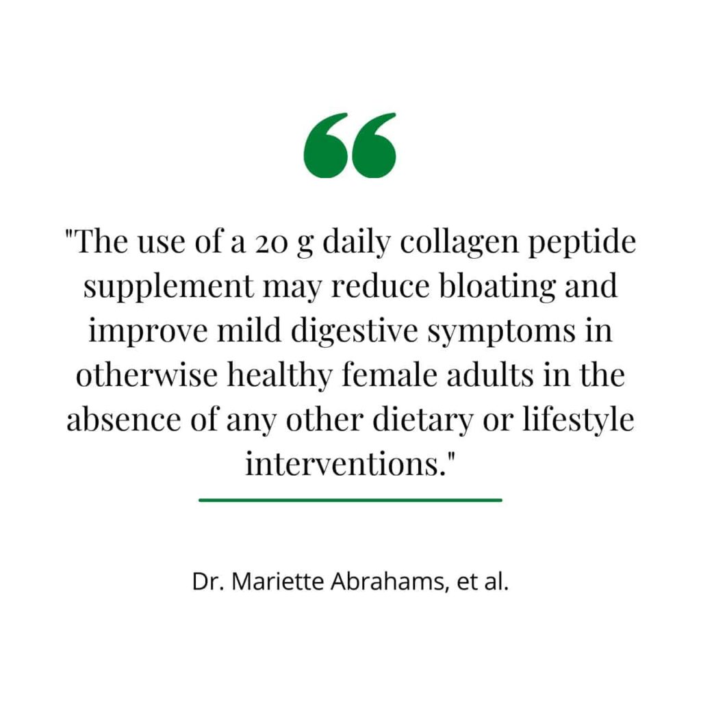 Collagen effect on digestive health, a quote from a a study.
