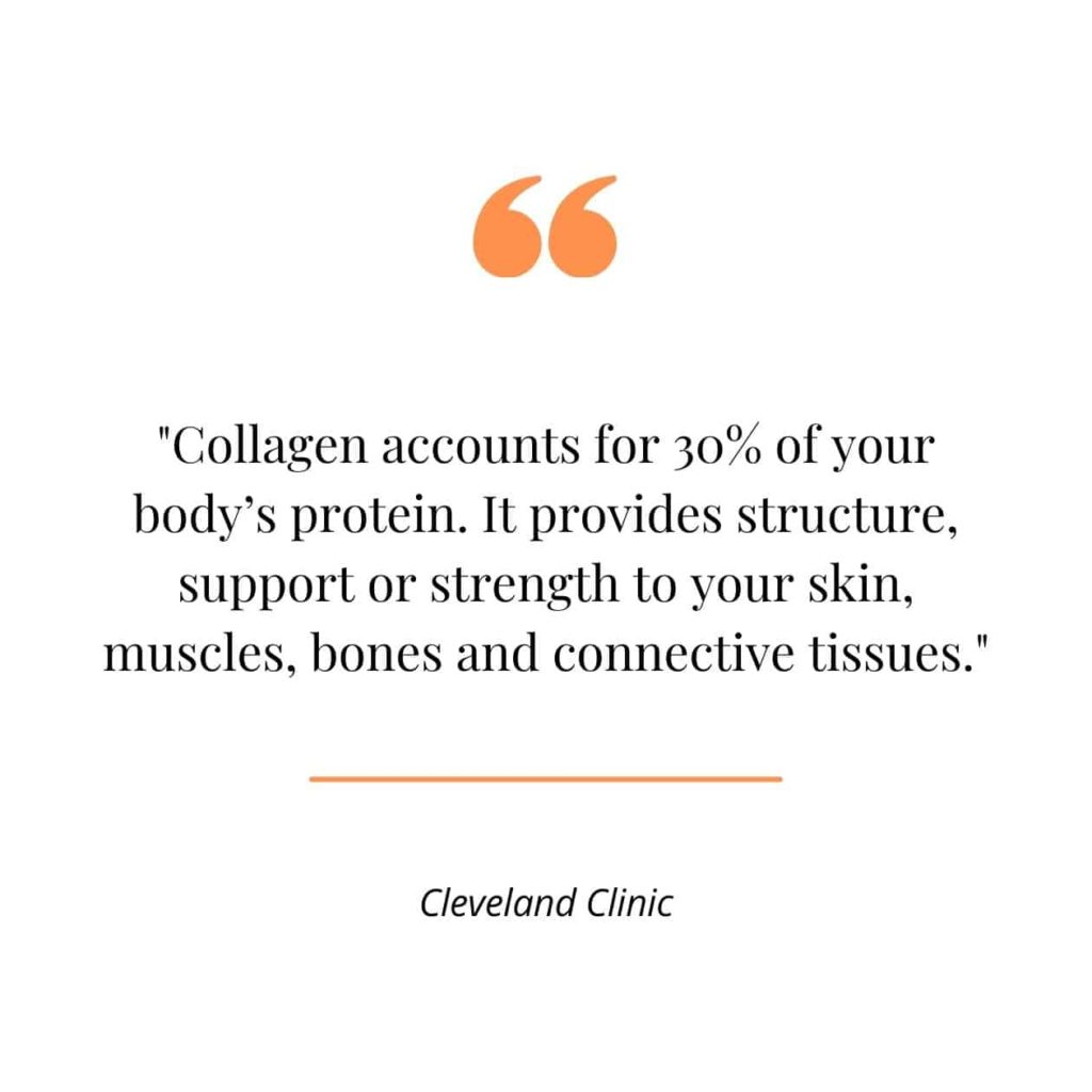 A quote from Cleveland Clinic explaining collagen.
