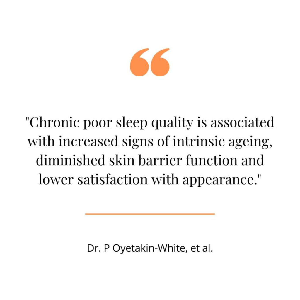 Sleep vital for skin health, a quote from a study.