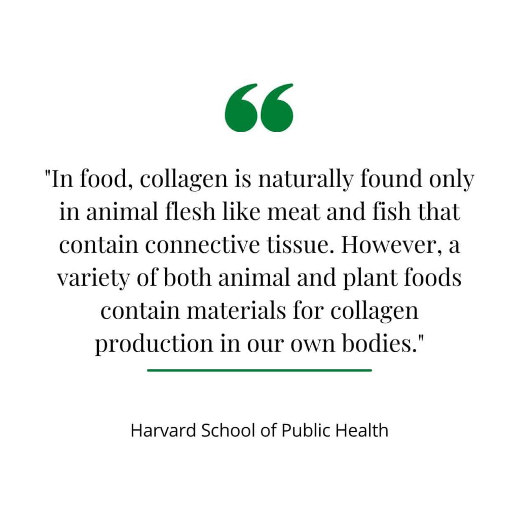 Collagen in food, a quote from Harvard.