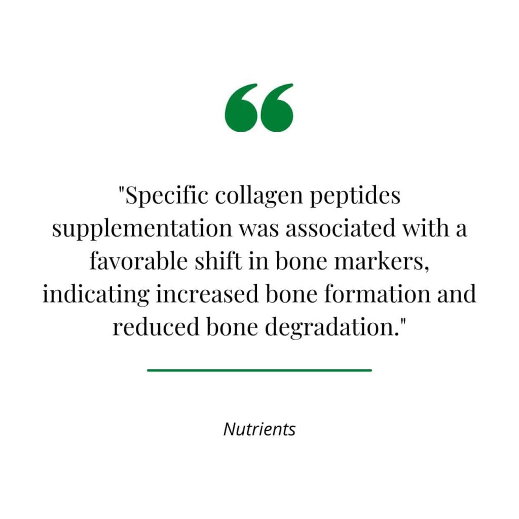 Collagen peptides and bone health quote.