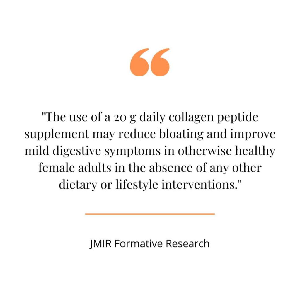 Collagen peptides and digestion health quote.