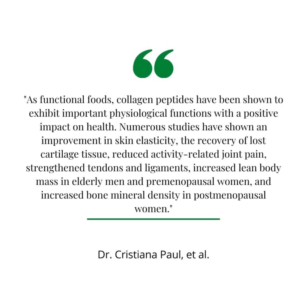 Collagen peptides benefits, a quote from a study.