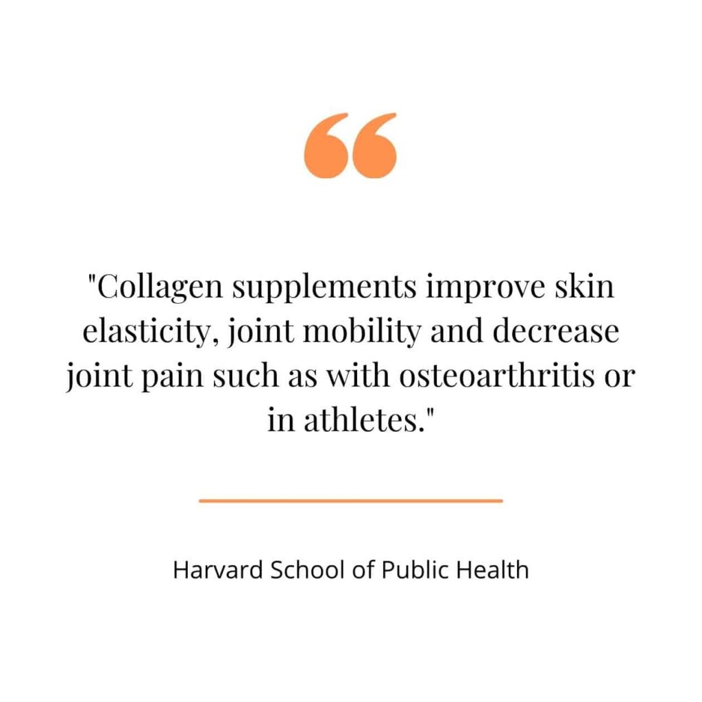 Proven benefits of collagen, quote from Harvard.