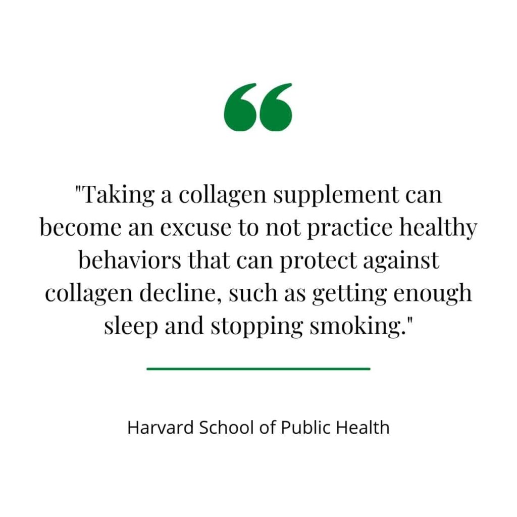 Collagen supplement risks quote from Harvard.
