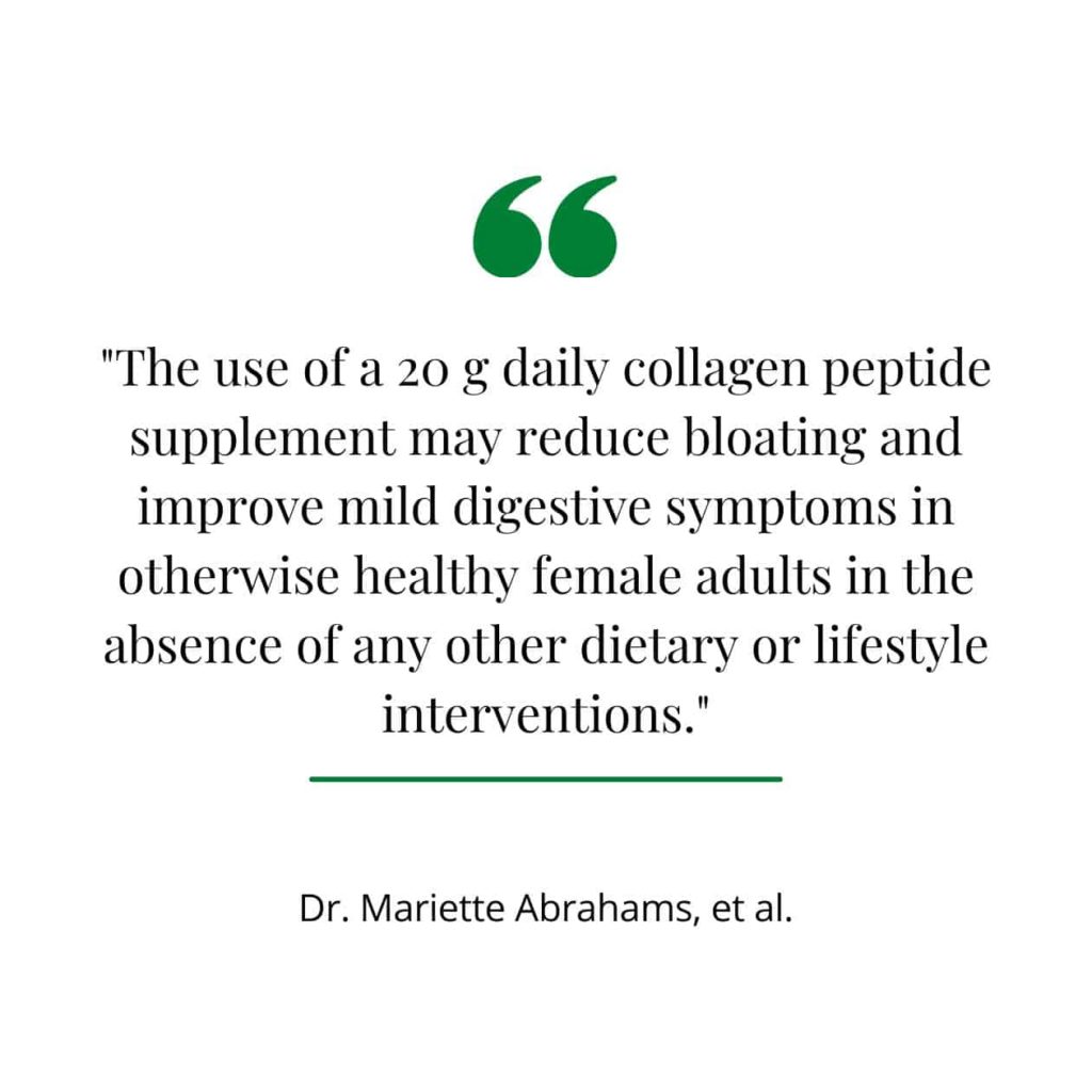 Gut health on collagen, a quote from a study.