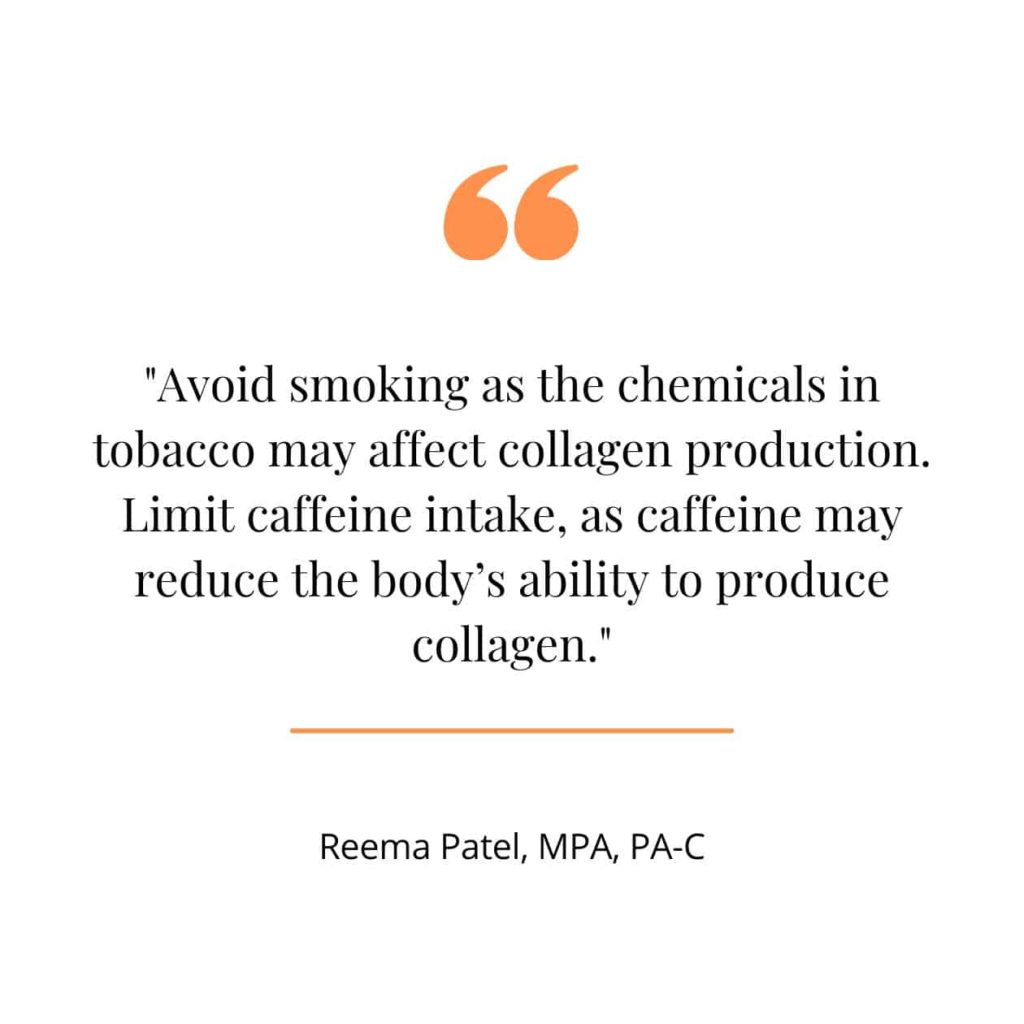 Habits to avoid to battle collagen loss, a quote from a study.