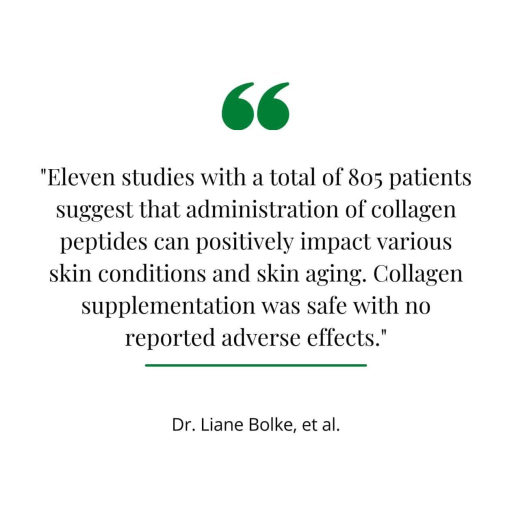 A quote from a study explaining collagen is safe.
