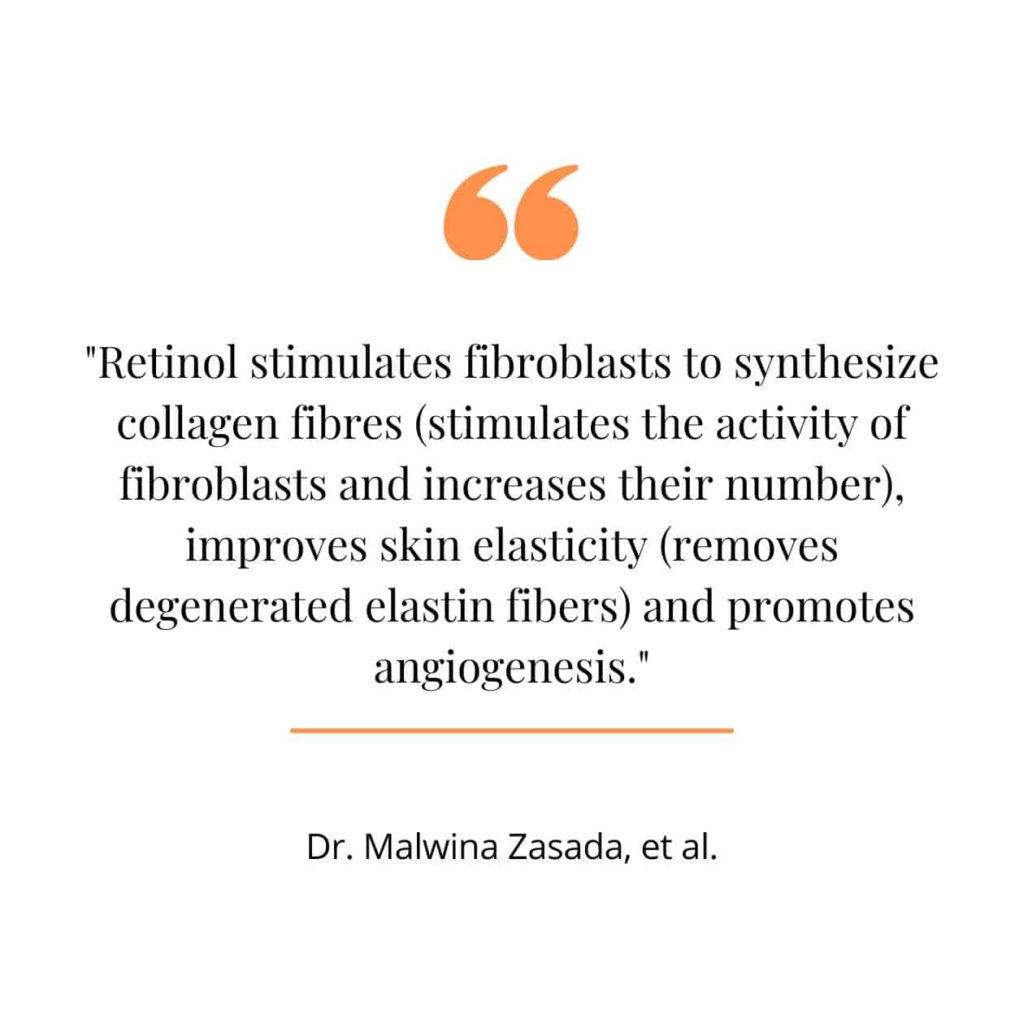 Using retinoid to boost collagen, a quote from a study.