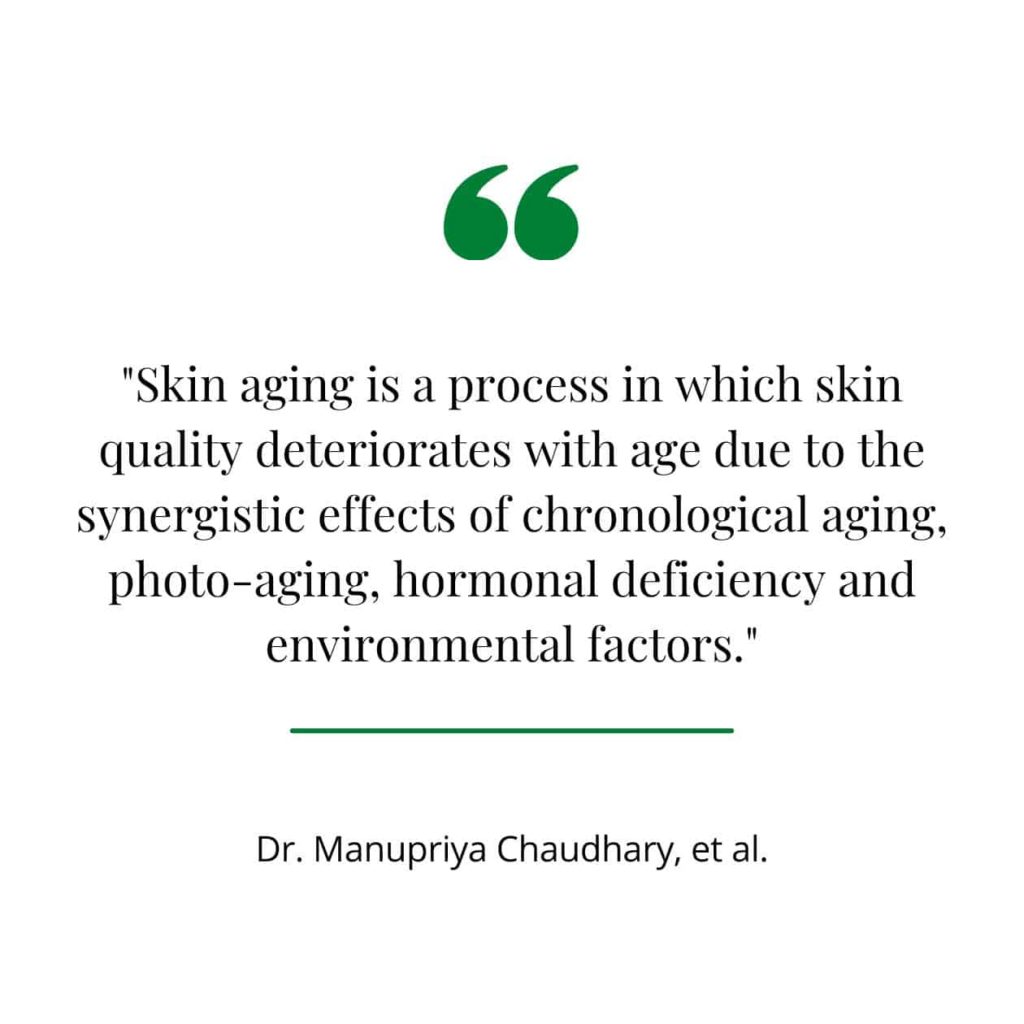 Skin sagging due to aging, a quote from a study.