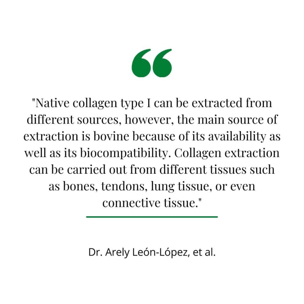 Sources of collagen, a quote from a study.