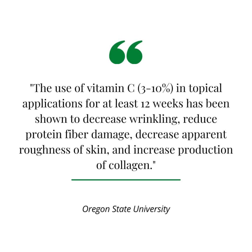 Using topical vitamin C to boost collagen, a quote from OSU.