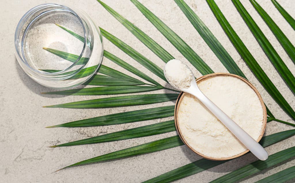 Image showing a bowl of collagen supplement in powdered form.