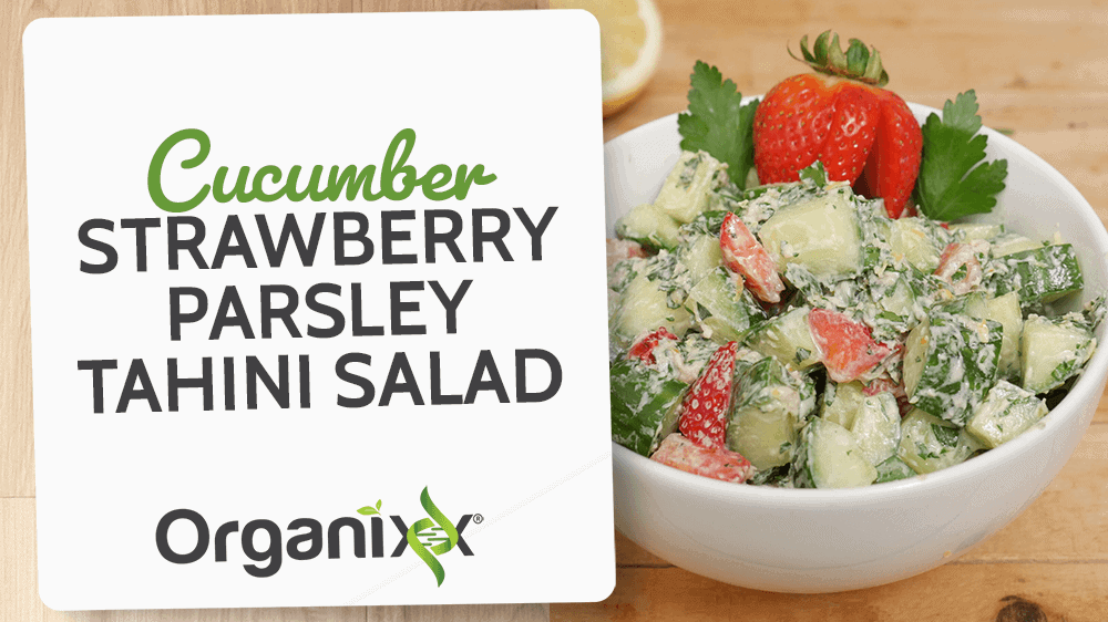 Cucumber Strawberry Parsley Tahini Salad
