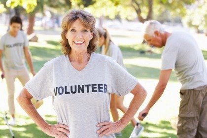 mature female volunteer at park