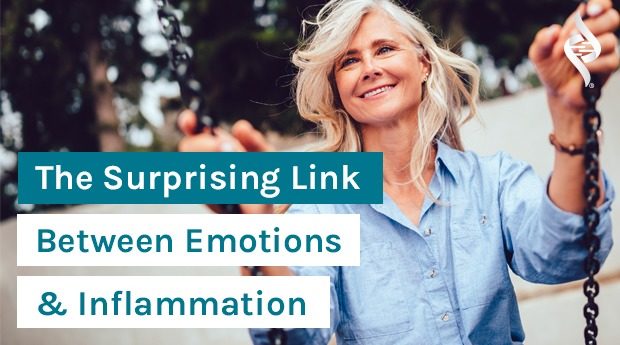 The Surprising Link Between Your Emotions and Inflammation Levels & a mature happy woman on swing