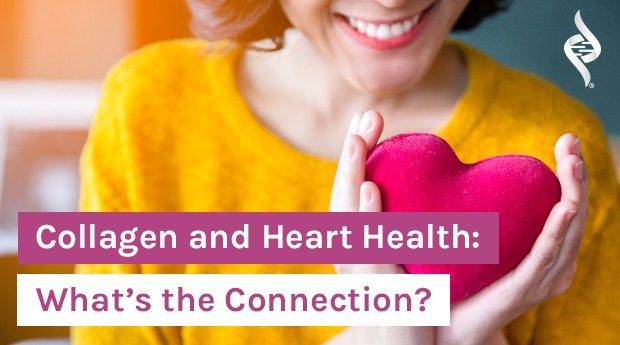 woman holding heart in hands with article title: Collagen and Heart Health